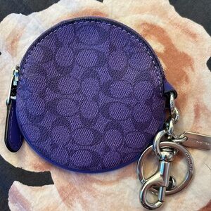 Coach Circular Coin Pouch Bag Charm In Signature Canvas 89987